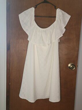 French Atmosphere White Eyelet Summer Dress Women's Size XL
